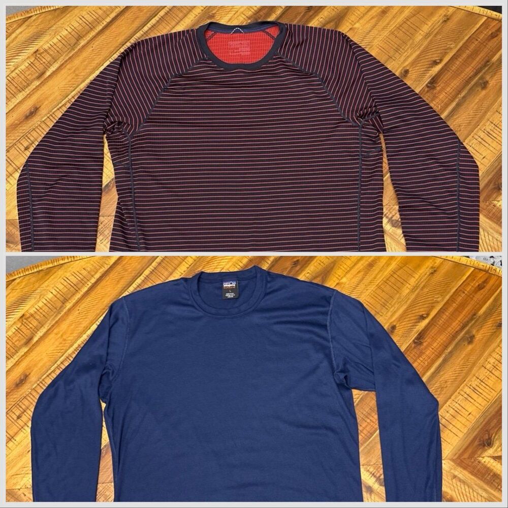 Patagonia Capilene Baselayer Long Sleeve Shirts Bundle 2 Men’s Large Navy Blue